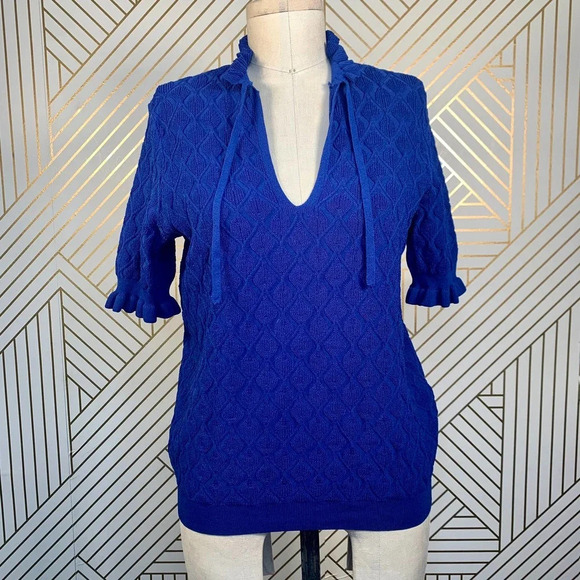 Sandro Roman Ruffle-Trimmed Sweater Egyptian‎ Blue - Picture 2 of 12